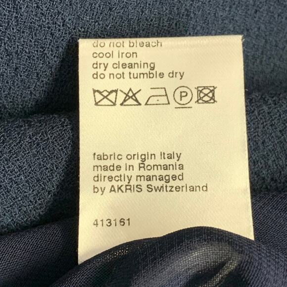 AKRIS Size 12 Navy Wool Crepe Sleeveless Knee Length Sheath Dress - Picture 7 of 7